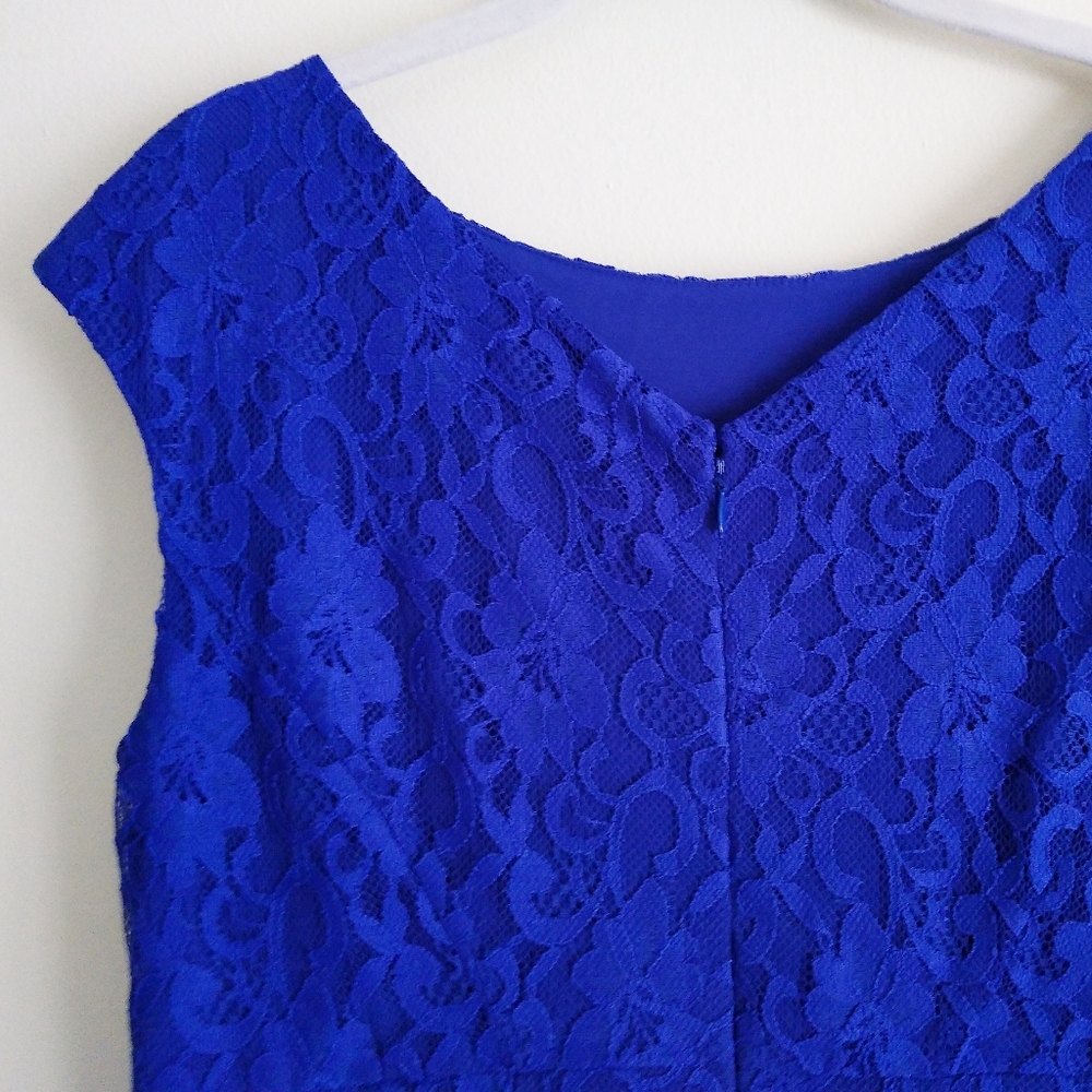 Lauren Ralph Lauren dress blue lace overlay 8 - Picture 5 of 12
